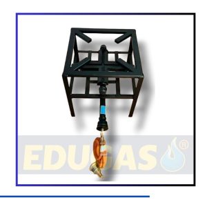 Fogón con quemador cruz 20x20cm con soporte bajo (para ollas hasta 100 L)
