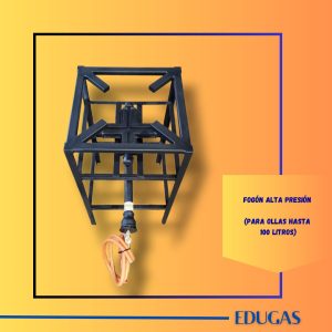 Fogón con quemador cruz 20x20cm con soporte alto (para ollas hasta 100 L)