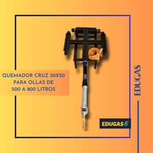 Quemador cruz 50x50cm efectivo de llama con llama lineal (para ollas de 500 a 800 L - Alta presión)